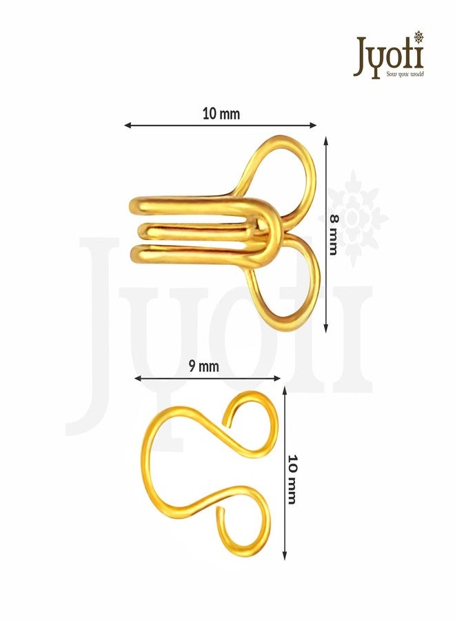 Jyoti Dress Eye (50 Hooks of Size 2 of Brass Material in Golden Finish in a Pouch) Hooks for Ladies Blouses, Dresses, Chudidars, Children Dresses, Frocks, and Gowns - Pack of 10 Pouches - Image 2